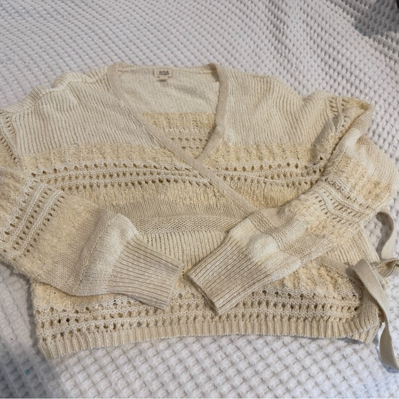 a.n.a Cream Textured crochet cross wrap Cardigan - Picture 10 of 11